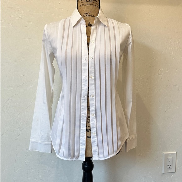 Bailey 44 Tops - Bailey 44 Crisp White Top w/ sheer pleated panels down front